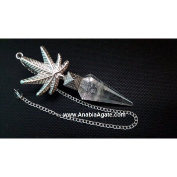 Crystal Quartz Pendulum with Leaf Charm | Spiritual Divination Tool