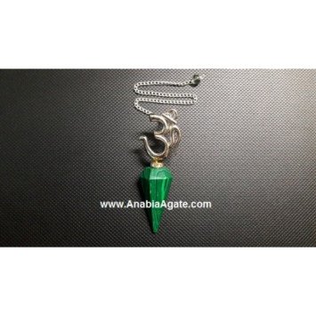 Malachite Pendulum with Om Charm - Handcrafted Healing Crystal Divination Tool