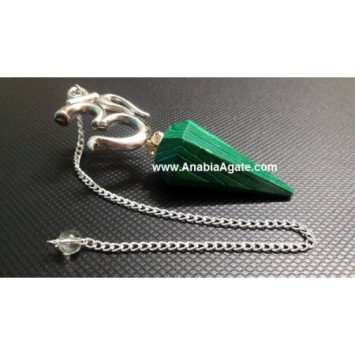 Malachite Pendulum with Om Charm - Handcrafted Healing Crystal Divination Tool