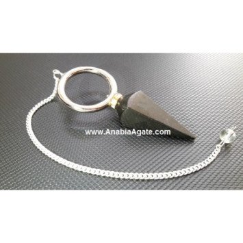 Black Tourmaline Pendulum with Ring Charm - Cleansing and Divination Tool