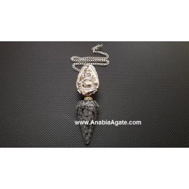 Snowflake Obsidian Pendulum with Laughing Buddha Charm