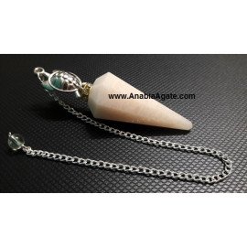 Cream Moonstone Pendulum with Tortoise Charm | Crystal Healing Pendulum