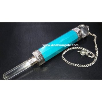 Turquoise Wand Pendulum with Crystal Pencil and Ball - Unique Energy Healing Tool