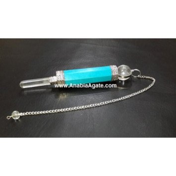 Turquoise Wand Pendulum with Crystal Pencil and Ball - Unique Energy Healing Tool