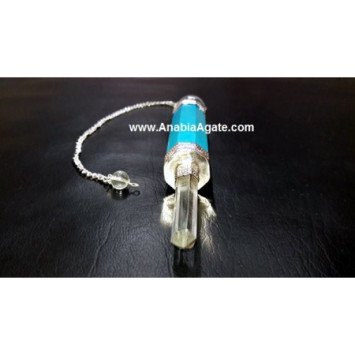 Turquoise Wand Pendulum with Crystal Pencil and Ball - Unique Energy Healing Tool