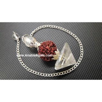 Crystal Quartz Pyramid Rudraksha Pendulum for Energy Healing
