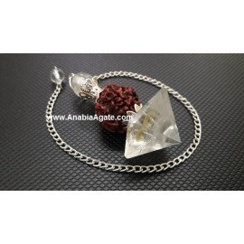 Crystal Quartz Pyramid Rudraksha Pendulum for Energy Healing