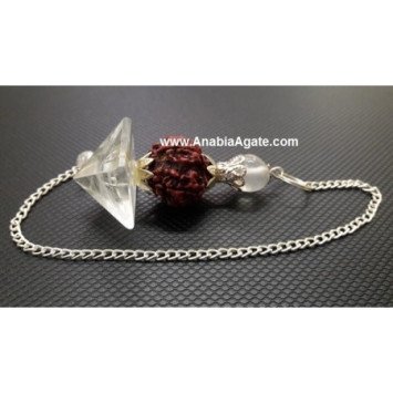 Crystal Quartz Pyramid Rudraksha Pendulum for Energy Healing