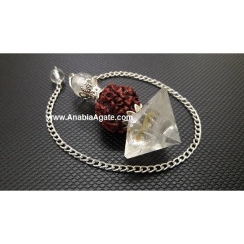 Crystal Quartz Pyramid Rudraksha Pendulum for Energy Healing