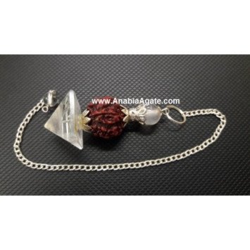 Crystal Quartz Pyramid Rudraksha Pendulum for Energy Healing