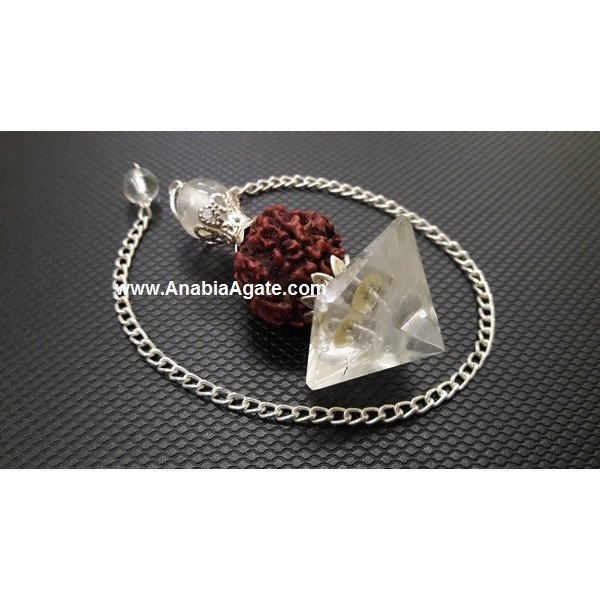 Crystal Quartz Pyramid Rudraksha Pendulum for Energy Healing