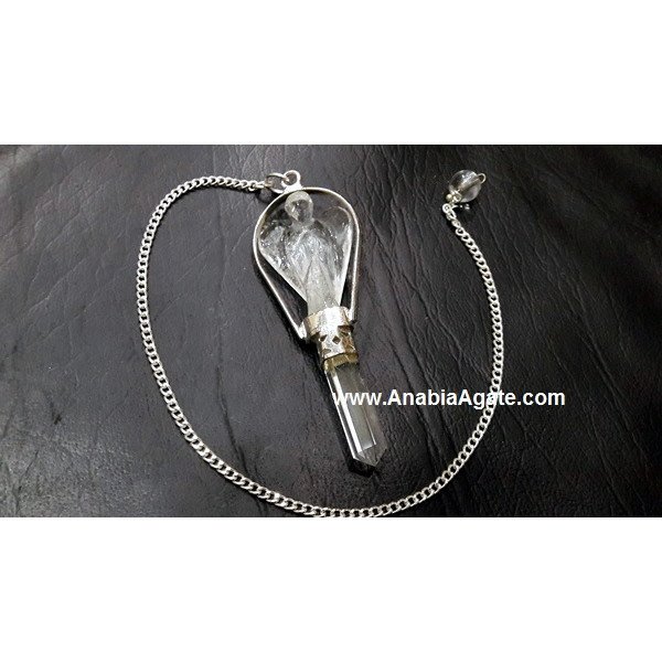 Crystal Quartz Pencil Pendulum with Crystal Angel - A Beautiful Divination Tool