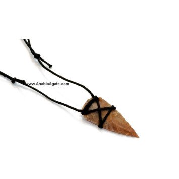 Tribal Arrowhead Necklace With Black Cord - Handcrafted Jewelry