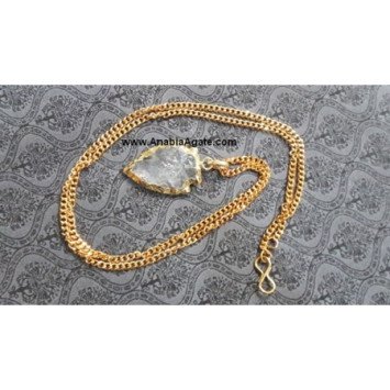 Crystal Quartz 1 Inch Electroplated Arrowhead Necklace