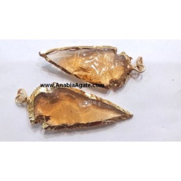 2-Inch Peach Color Electroplated Glass Arrowhead Pendants - Unique Jewelry Pieces