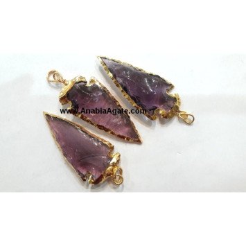 2-Inch Purple Electroplated Glass Arrowhead Pendants - Unique Handmade Jewelry