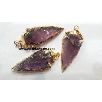 2-Inch Purple Electroplated Glass Arrowhead Pendants - Unique Handmade Jewelry
