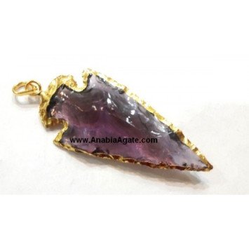 2-Inch Purple Electroplated Glass Arrowhead Pendants - Unique Handmade Jewelry
