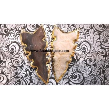 Fancy Jasper Special Shape Electroplated Arrowhead Pendants - Design 5