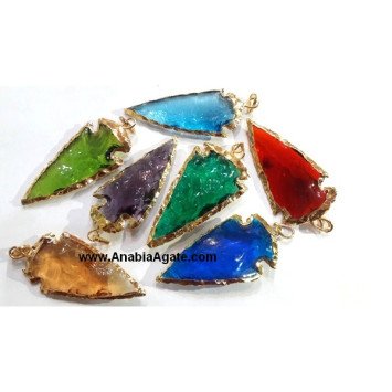 2 Inch Mixed Color Electroplated Glass Arrowhead Pendants - Stunning Handcrafted Jewelry