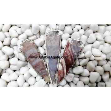Light Color Fancy Jasper Silver Electroplated Arrowheads - 4 Inch