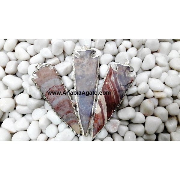 Light Color Fancy Jasper Silver Electroplated Arrowheads - 4 Inch