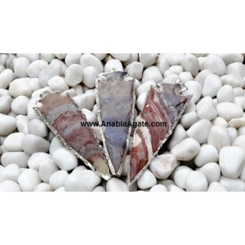 Light Color Fancy Jasper Silver Electroplated Arrowheads - 4 Inch