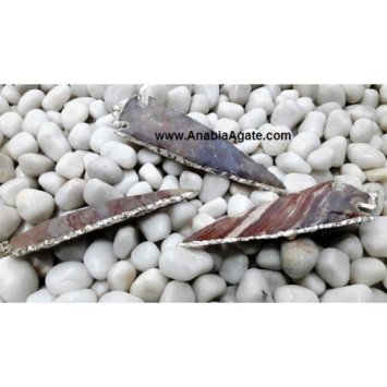 Light Color Fancy Jasper Silver Electroplated Arrowheads - 4 Inch