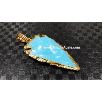 Turquoise 2 Inch Electroplated Arrowhead Pendants - Handcrafted Jewelry