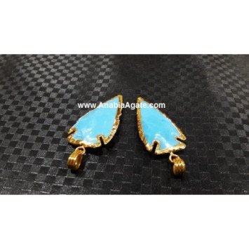Turquoise 2 Inch Electroplated Arrowhead Pendants - Handcrafted Jewelry