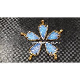 Opalite 1 Inch Electroplated Arrowhead Pendants
