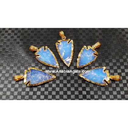 Opalite 2 Inch Electroplated Arrowhead Pendants - Stunning Jewelry Piece
