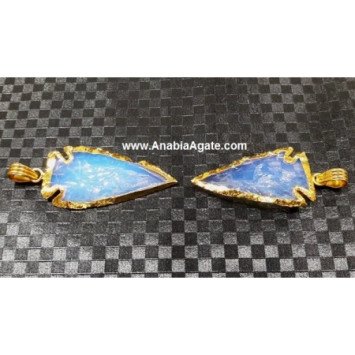 Opalite 2 Inch Electroplated Arrowhead Pendants - Stunning Jewelry Piece