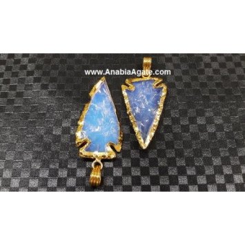 Opalite 2 Inch Electroplated Arrowhead Pendants - Stunning Jewelry Piece