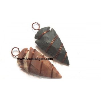 Fancy Jasper Arrowhead Pendants - Copper Wire Wrapped | Handcrafted Jewelry