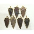 Fancy Jasper Electroplated Arrowhead Pendants - 3 Inch Statement Jewelry