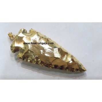 3-Inch Gold Plated Arrowhead Pendant - Handcrafted Elegance