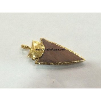 Fancy Jasper Electroplated Arrowhead Pendant - Fashion Jewelry, 2 inches in size