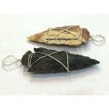 Fancy Jasper Silver Wire Wrapped Arrowhead Pendant - Handcrafted Jewelry