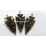 Black Obsidian 2 Inch Electroplated Arrowhead Pendant