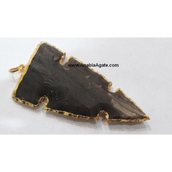 Fancy Jasper Special Shape Electroplated Arrowhead Pendants - Design 6