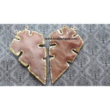Fancy Jasper Special Shape Electroplated Arrowhead Pendants - Design 2