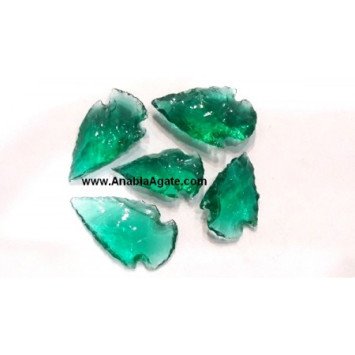 1 Inch Sea Green Color Glass Arrowheads