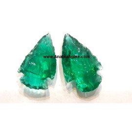 1 Inch Sea Green Color Glass Arrowheads