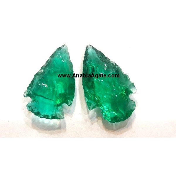 1 Inch Sea Green Color Glass Arrowheads