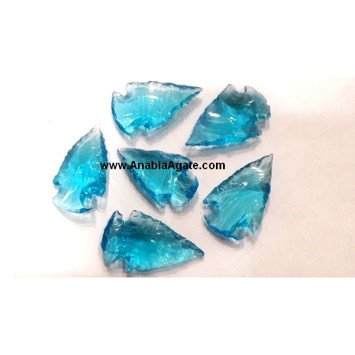 Light Blue Color 1 Inch Glass Arrowheads