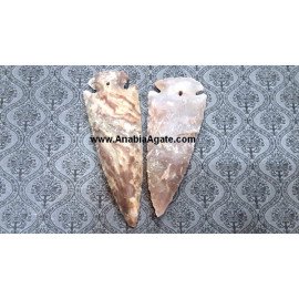 Fancy Jasper Cross Drilled Arrowheads - 3 Inch | Natural Gemstone Arrowhead Pendants