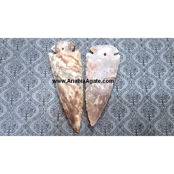 Fancy Jasper Cross Drilled Arrowheads - 3 Inch | Natural Gemstone Arrowhead Pendants