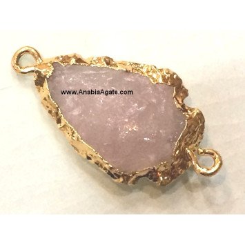 Rose Quartz 1 Inch Electroplated Arrowhead Connectors