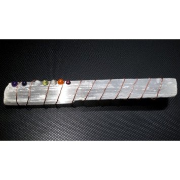 Selenite Wire Wrapped Log with Chakra Cabs - Natural Healing Crystal